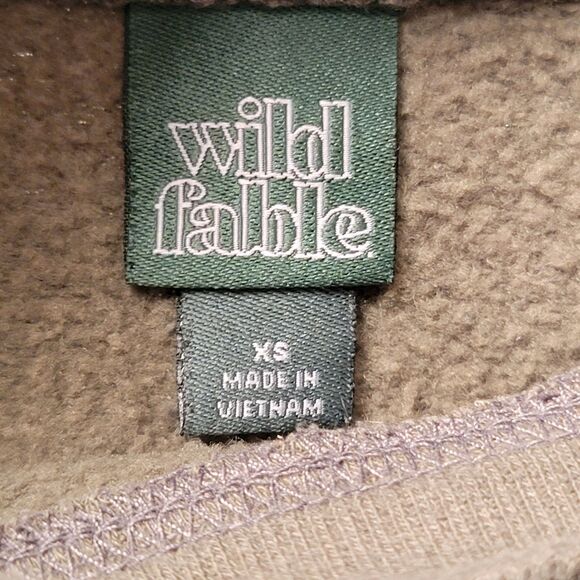 Wild Fable Sweatshirt Juniors XS Olive Green Bleach Dye Acid Wash Hipster Artsy - Picture 4 of 7